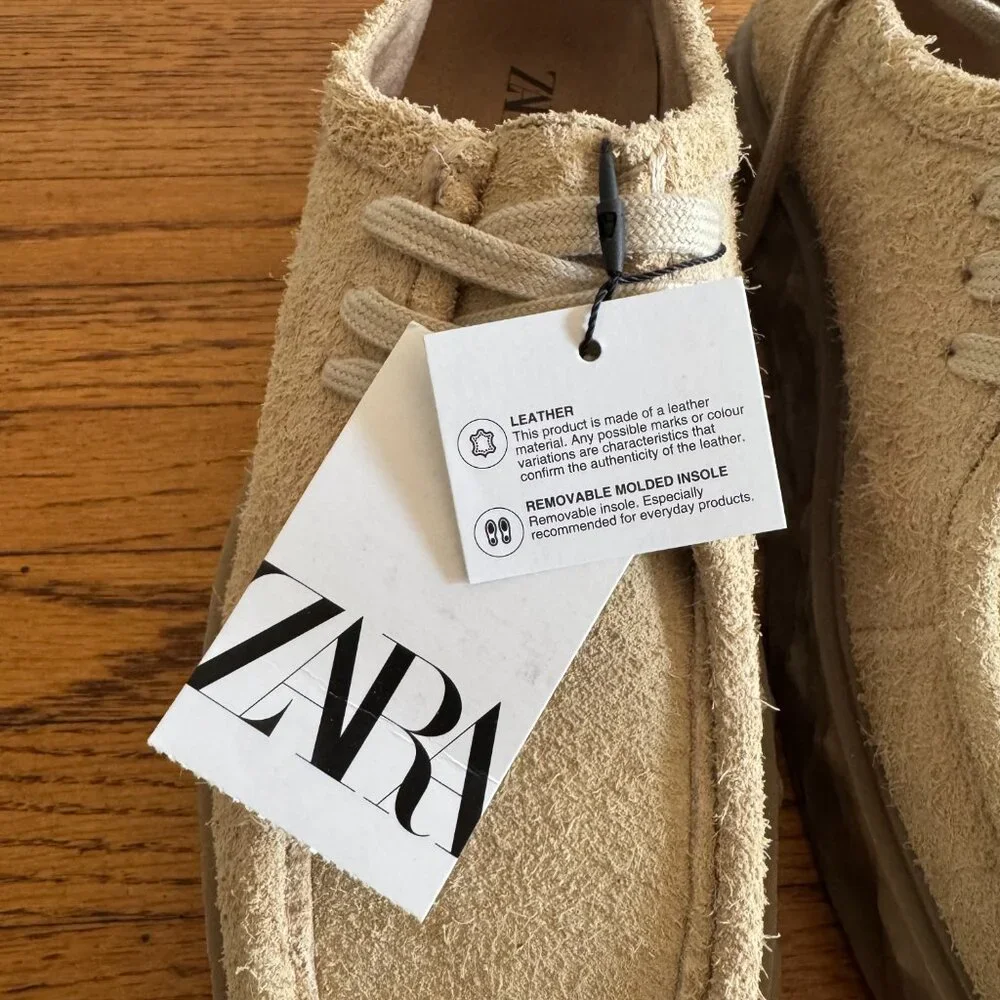 ZARA - TEXTURED SOLE LEATHER SHOE. Size 8 /EUR 41